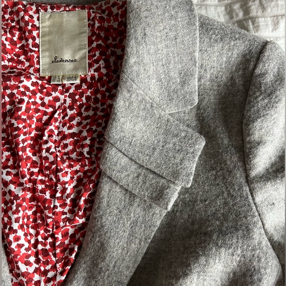 Anthropologie Elevenses Pleated Collar Wool Blend Blazer-grey Size 6/8 - Picture 6 of 9